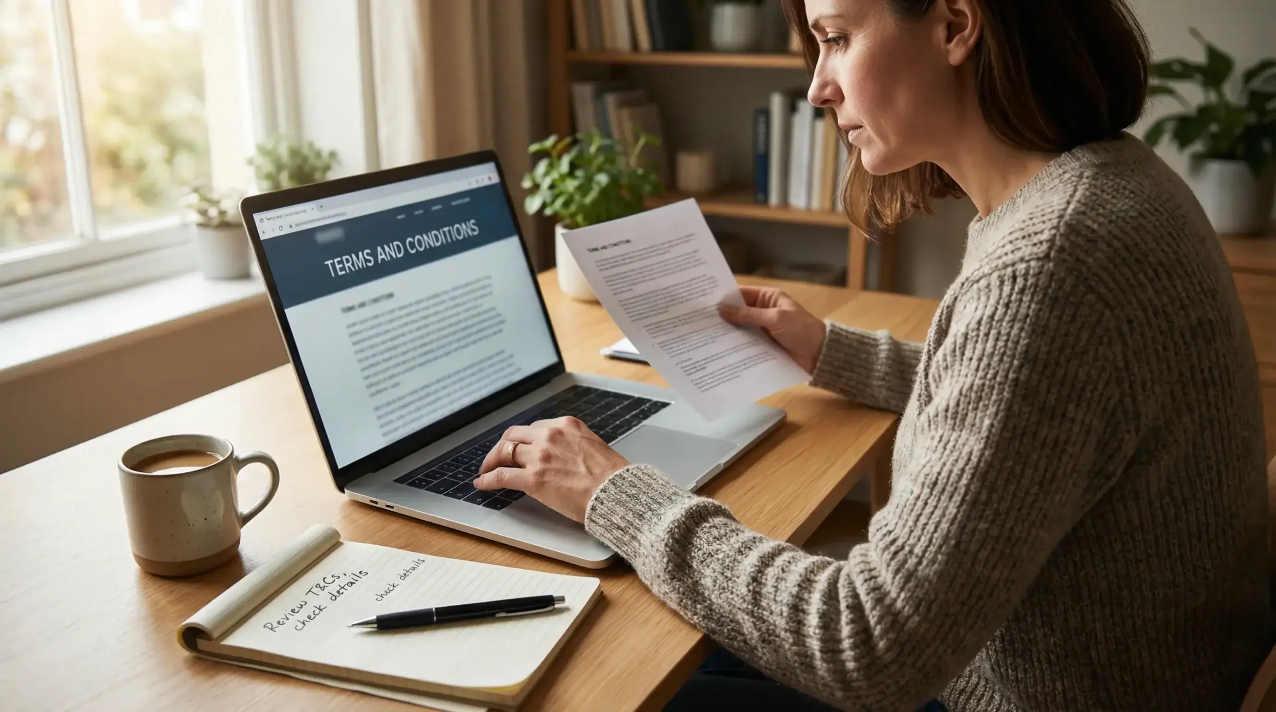 Persoon bekijkt F1 bonusvoorwaarden op laptop