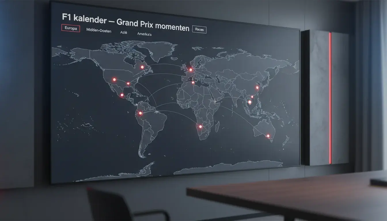 F1-circuits op een wereldkaart met racelocaties