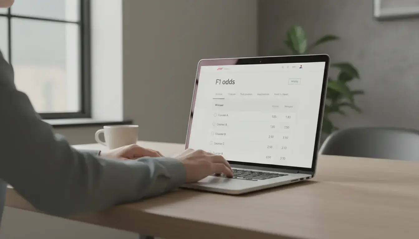 Laptop scherm met F1 weddenschappen quoteringen en odds overzicht