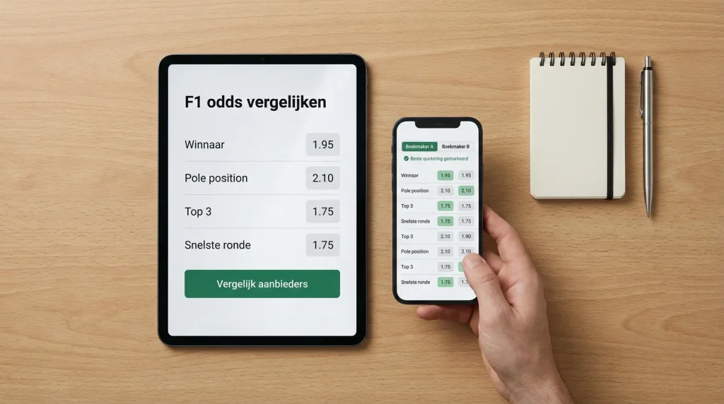 Vergelijking van F1-quoteringen bij verschillende bookmakers