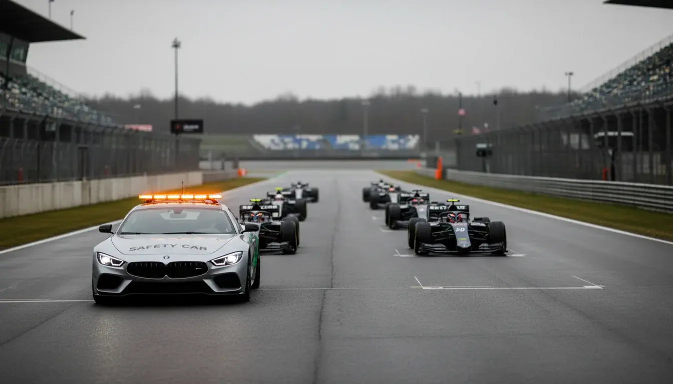 F1 safety car voor het veld op het circuit