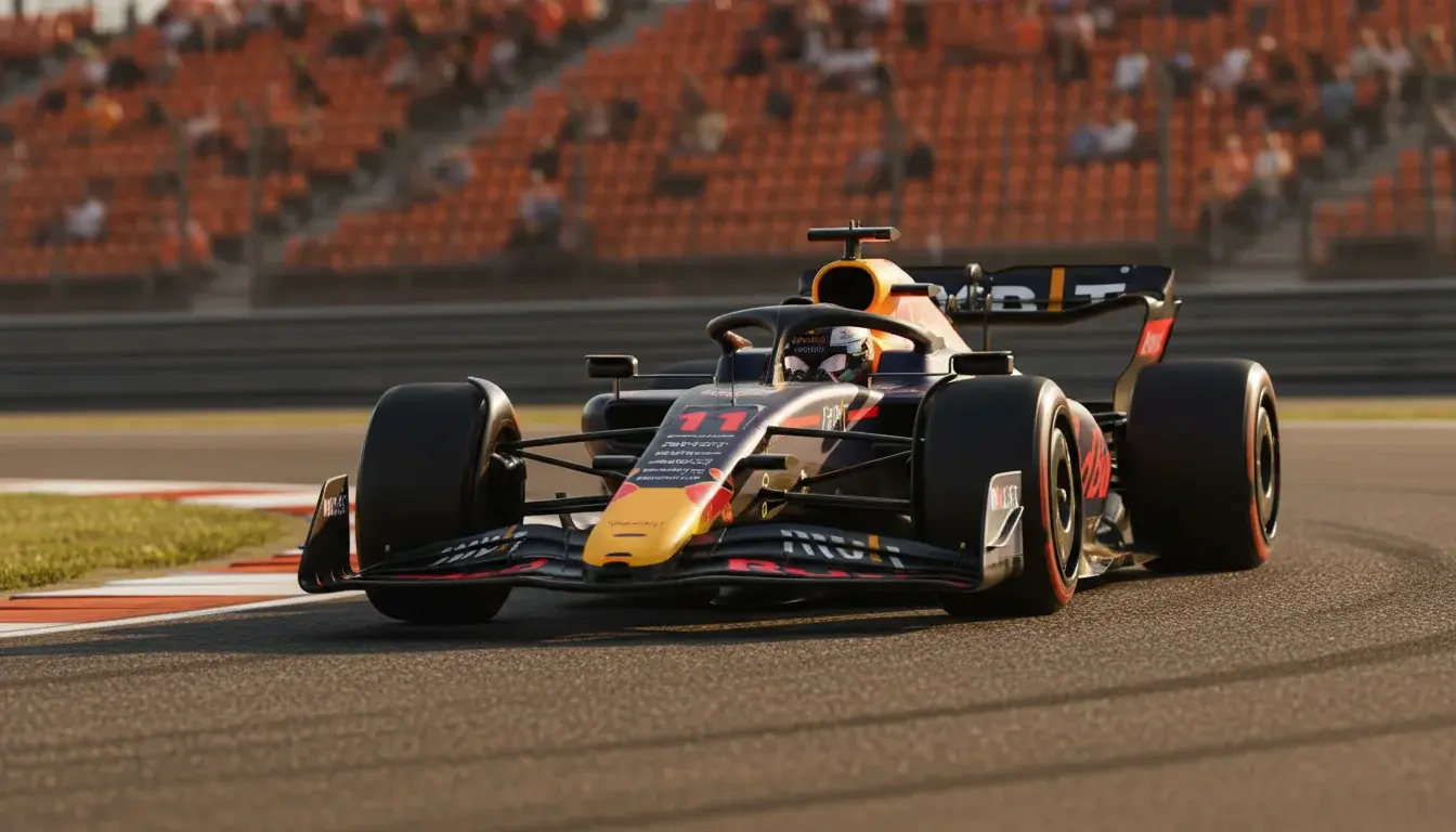 Max Verstappen in zijn F1-bolide tijdens een Grand Prix race